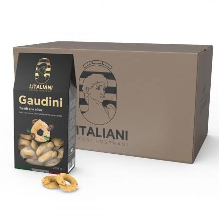 Gaudini – 24 packs of Taralli with Olives 4800 g (24 packs x 200 g)