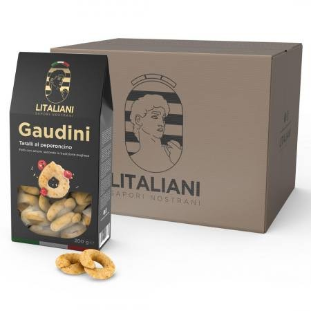 Gaudini – 12 packs of Taralli with Chilli Pepper 2400 g (12 packs x 200 g)