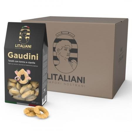 Gaudini – 12 packs of Taralli with Onion & Tuna 2400 g (12 packs x 200 g)