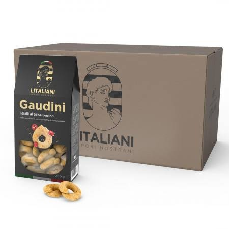 Gaudini – 24 packs of Taralli with Chilli Pepper 4800 g (24 packs x 200 g)