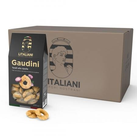 Gaudini – 24 packs of Taralli with Onion 4800 g (24 packs x 200 g)