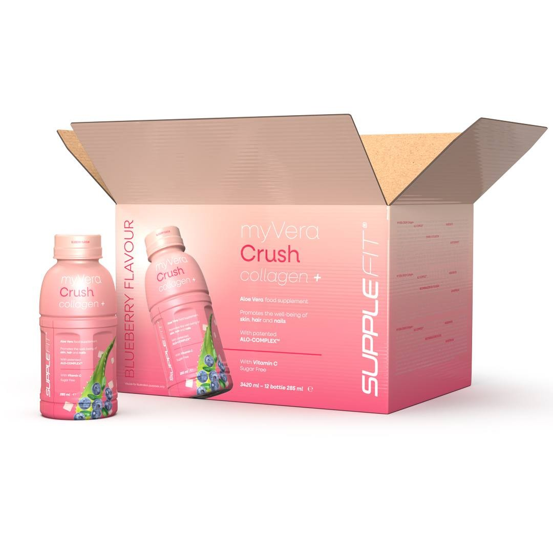 MYVERA CRUSH Collagen + | Food supplement in 285 ml single-serve bottles (12-pack) - 3420 ml